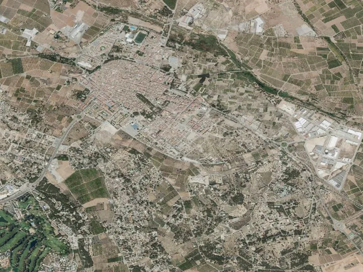 Vista aérea ilustrativa del territorio de Bétera