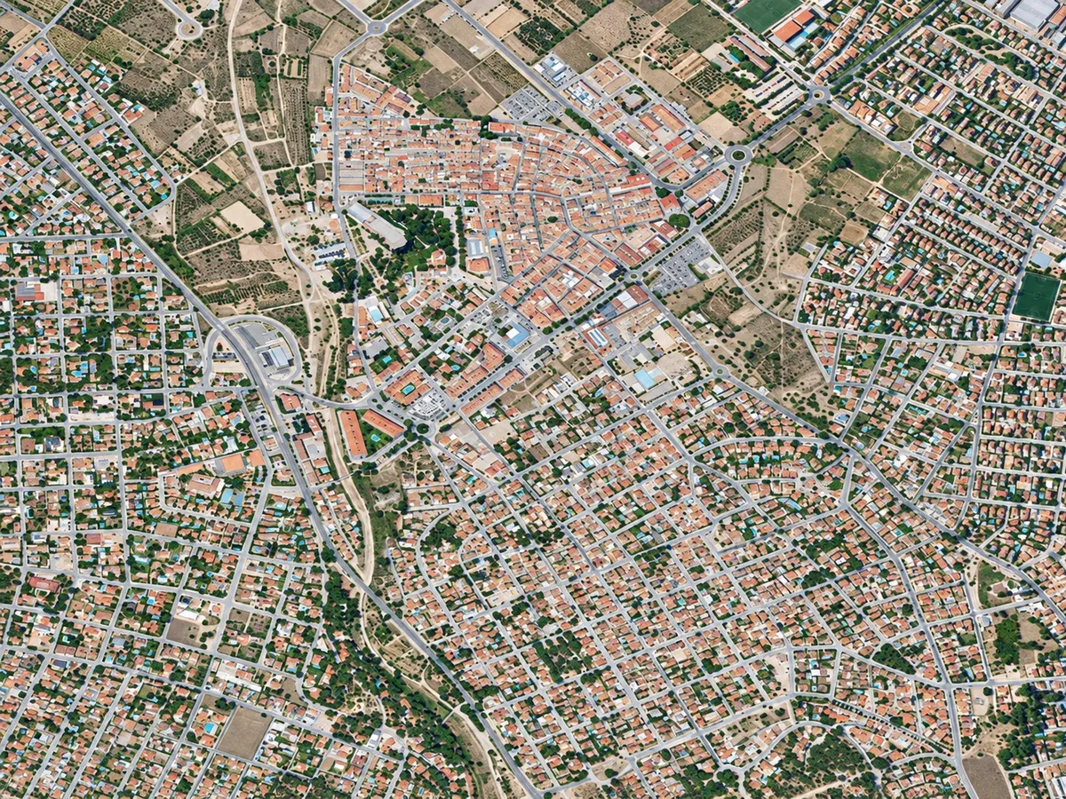 Vista aérea ilustrativa del entorno residencial de L’Eliana
